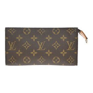 LOUIS VUITTON LV Logo Bucket GM Pouch Bag Monogram Leather Brown Gold